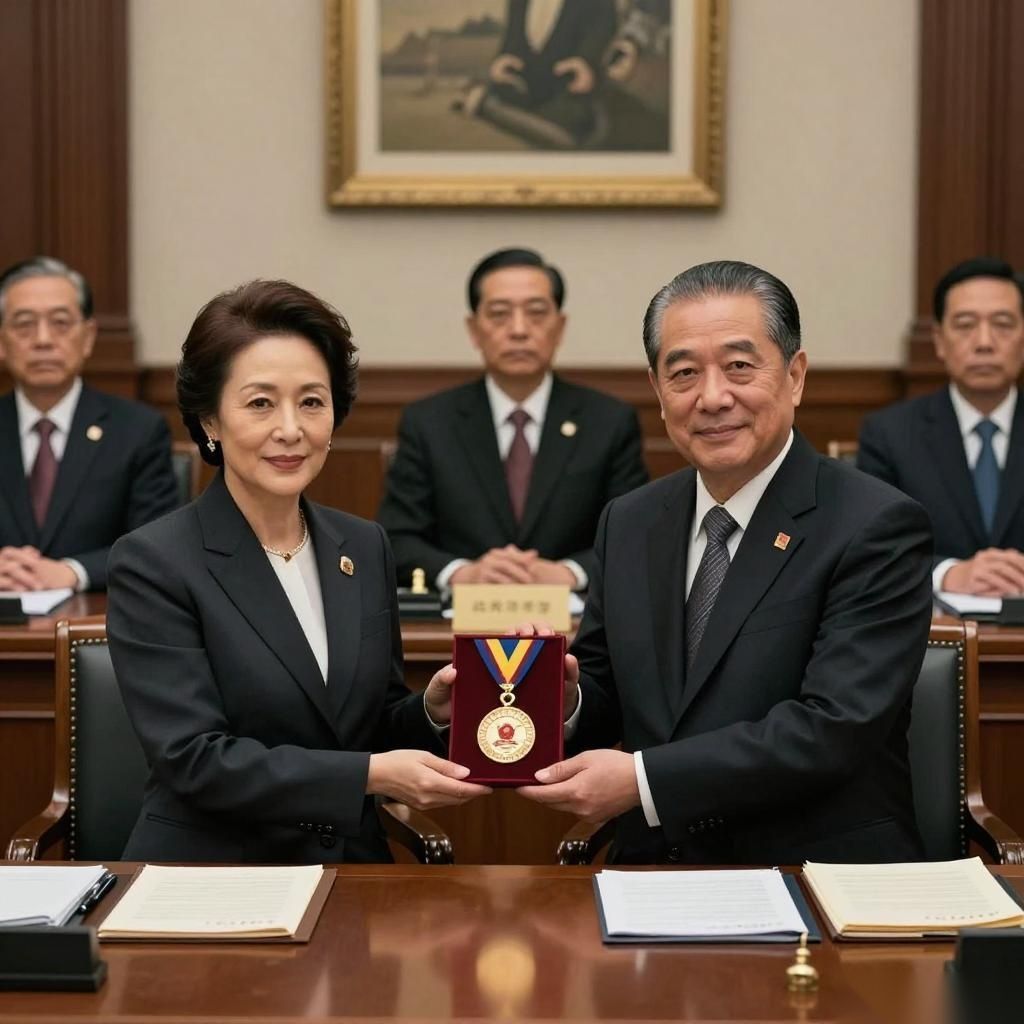 蔡正元入狱前，郑丽文为其颁发中国国民党最